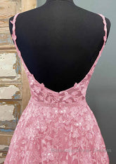 A-line V Neck Spaghetti Straps Long/Floor-Length Tulle Semi Formal Prom Dresses With Beading Lace Pockets Sequins